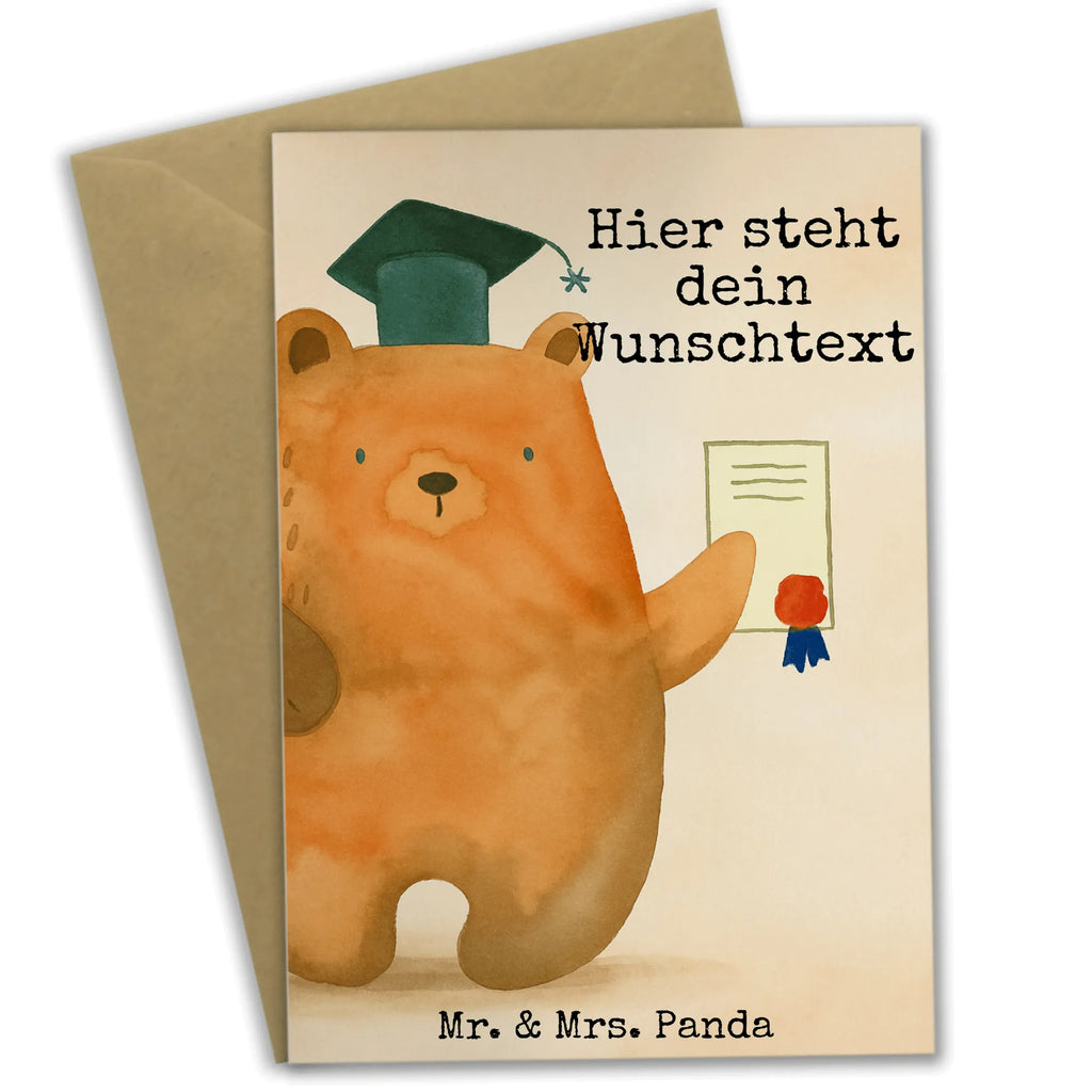 Personalised greetings card bear Test Design bear, teddy, teddy bear, cuddly toy, examinations, degree, examination passed, diploma, Abitur, certificate