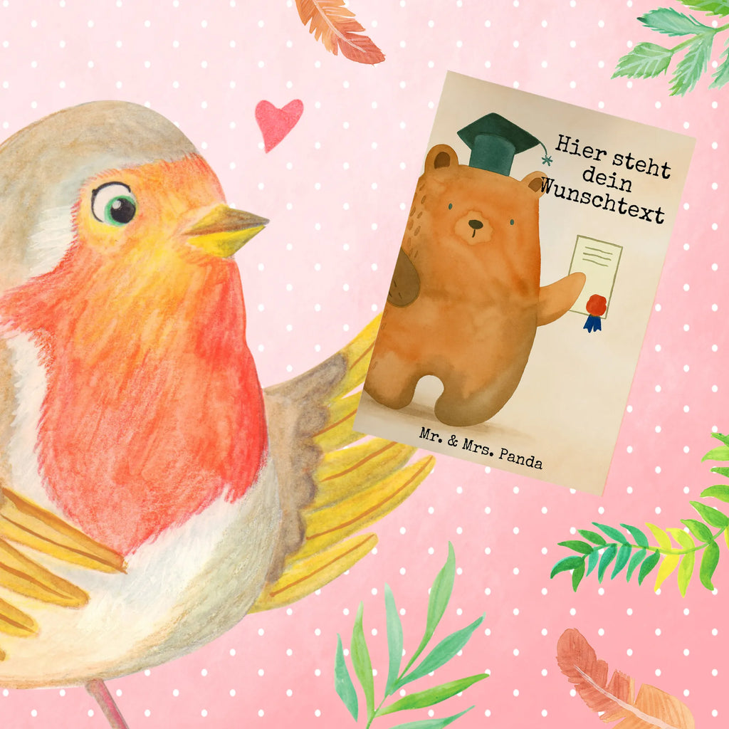 Personalised greetings card bear Test Design bear, teddy, teddy bear, cuddly toy, examinations, degree, examination passed, diploma, Abitur, certificate