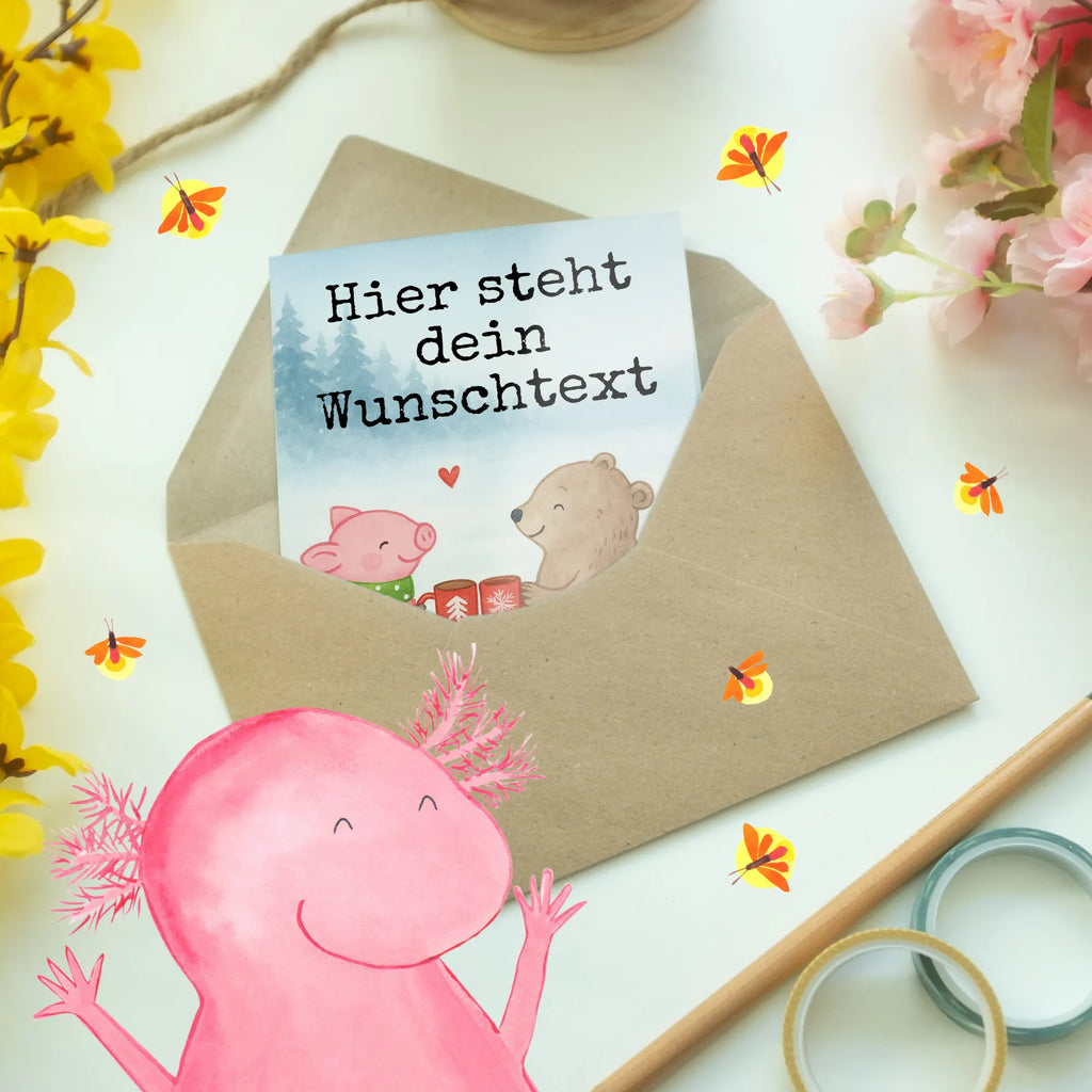 Spersonalizowana kartka z życzeniami Ciepły prosiaczek Impreza Design Zima, Boże Narodzenie, dekoracje świąteczne, Mikołaj, Adwent, Wigilia, zimowy motyw