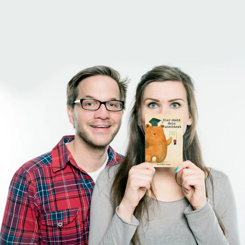 Personalised postcard bear Test Design bear, teddy, teddy bear, cuddly toy, degree, examination passed, diploma, Abitur, examinations, certificate