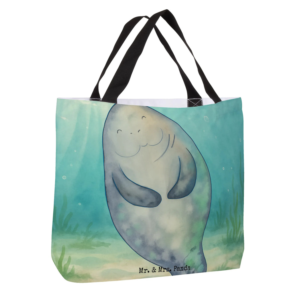 Shopper manatee happy Design large, shopping bag, shopper, handle bag, woman, XXL, beach bag, carrier bag, bag, Seafood, aquatic animals, ocean, sea, fish, shells, corals, reef, whale, narwhal, sea urchin, lobster, platypus, turtle, manatee, crocodile, orca, shrimp, gifts for seafood lovers, water world, underwater animals, underwater world, vacation, deep sea, seafood fans, gift ideas, seafood decoration, seafood posters, Carefulness, Girlfriend, Manatee, New start, New beginning, Manatees, Self-love, Respect, Lovesickness, Satisfaction