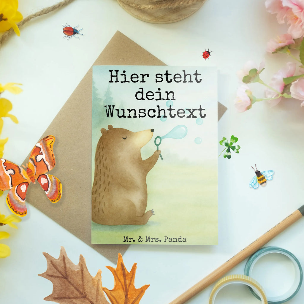 Personalised greetings card bear soap bubbles Design bear, teddy, teddy bear, cuddly toy, Soap Bubbles Bear Funny Being Happy Sad Happy