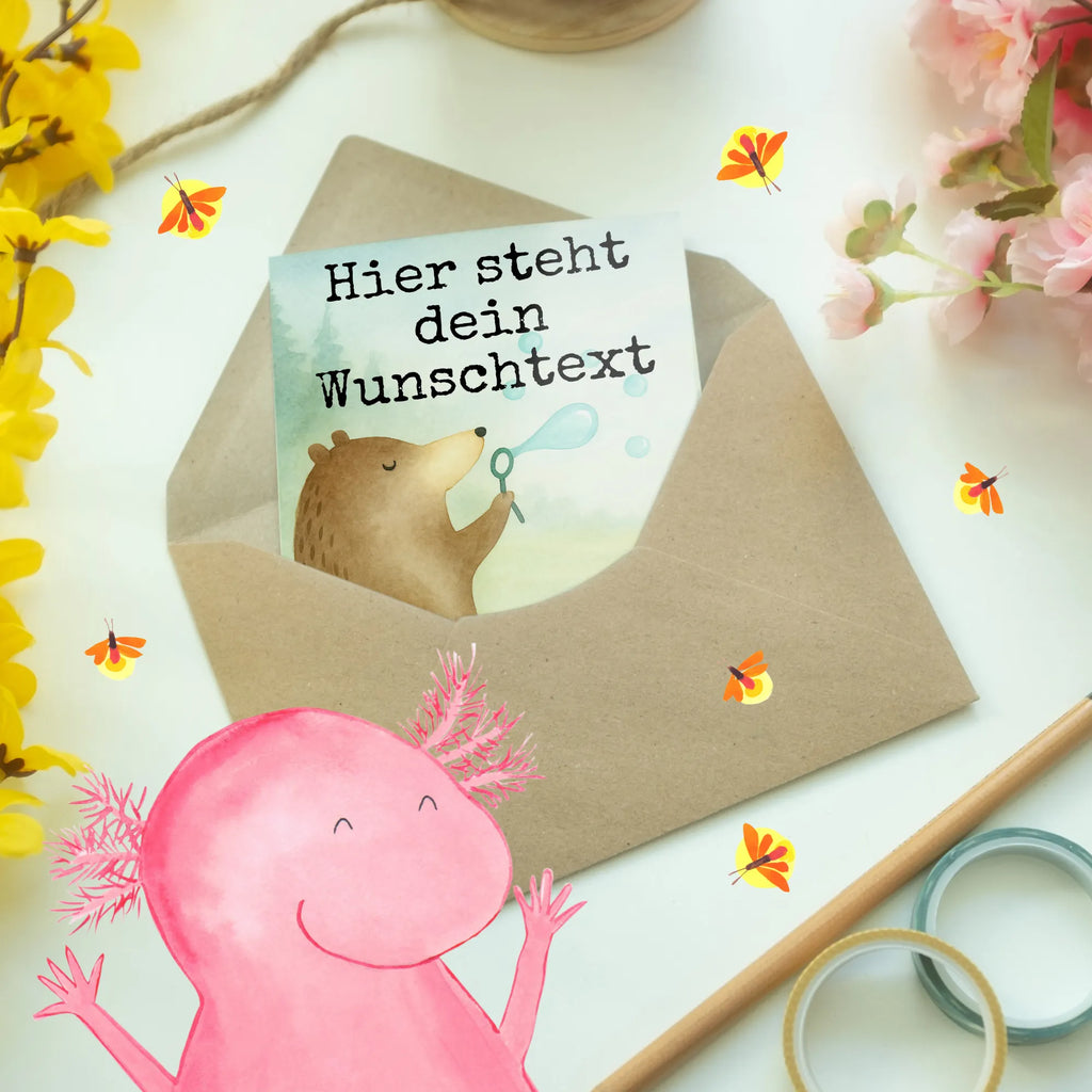 Personalised greetings card bear soap bubbles Design bear, teddy, teddy bear, cuddly toy, Soap Bubbles Bear Funny Being Happy Sad Happy