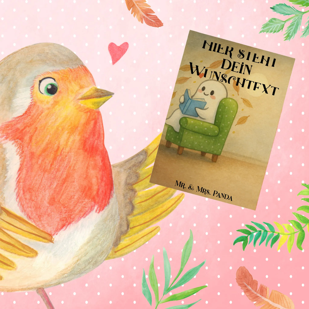 Personalised greetings card Ghost Book Design Halloween, decoration, Martin singing, decor, gifts, giving