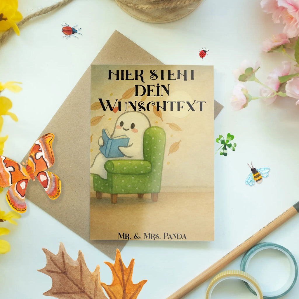 Personalised greetings card Ghost Book Design Halloween, decoration, Martin singing, decor, gifts, giving