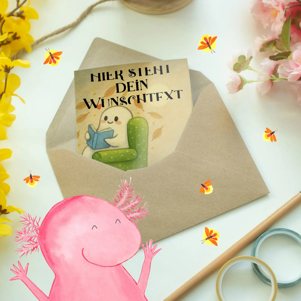 Personalised greetings card Ghost Book Design Halloween, decoration, Martin singing, decor, gifts, giving