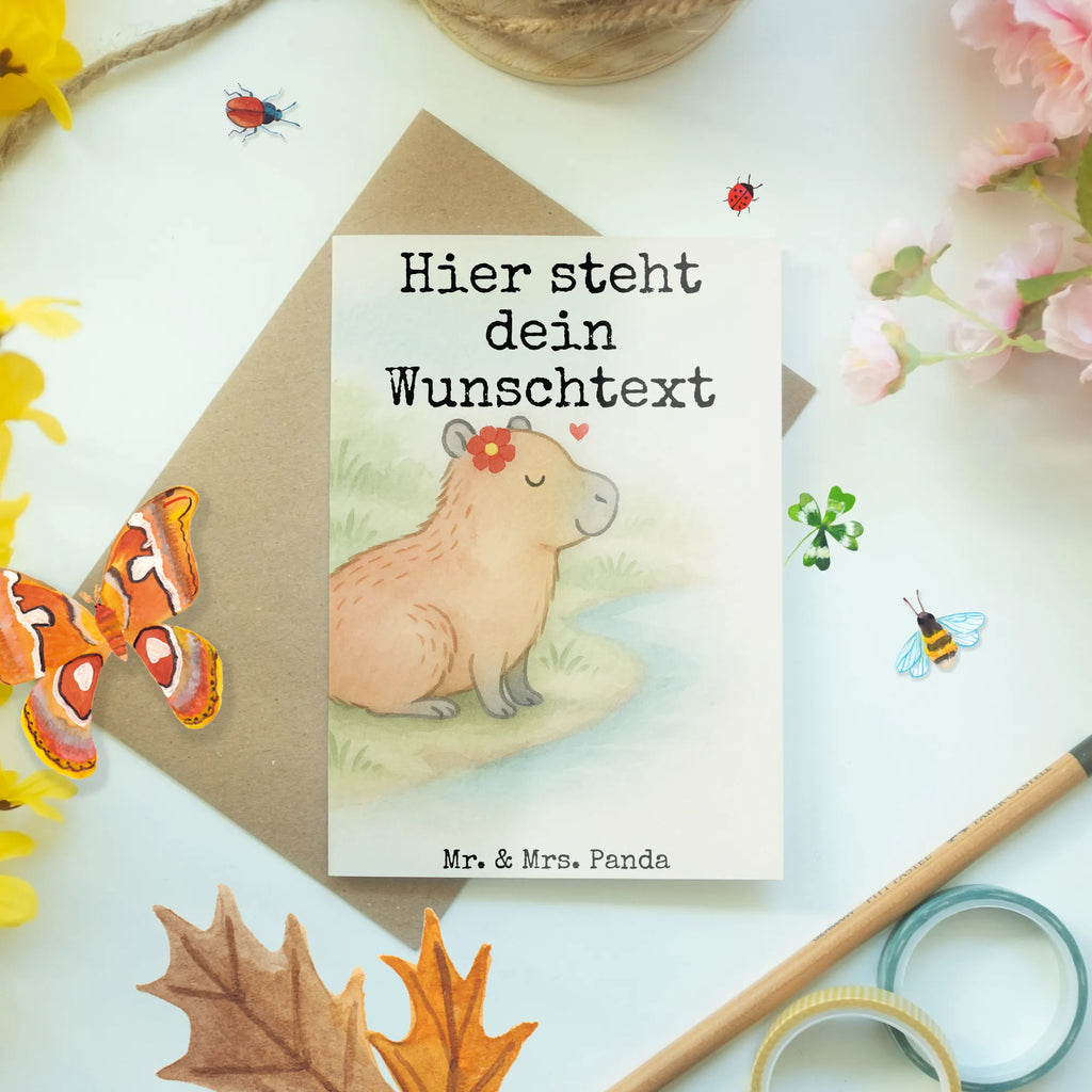 Spersonalizowana kartka z życzeniami Kapibara kwiat Design Motywy zwierzęce, dobra energia, zabawne powiedzonka, zwierzęta