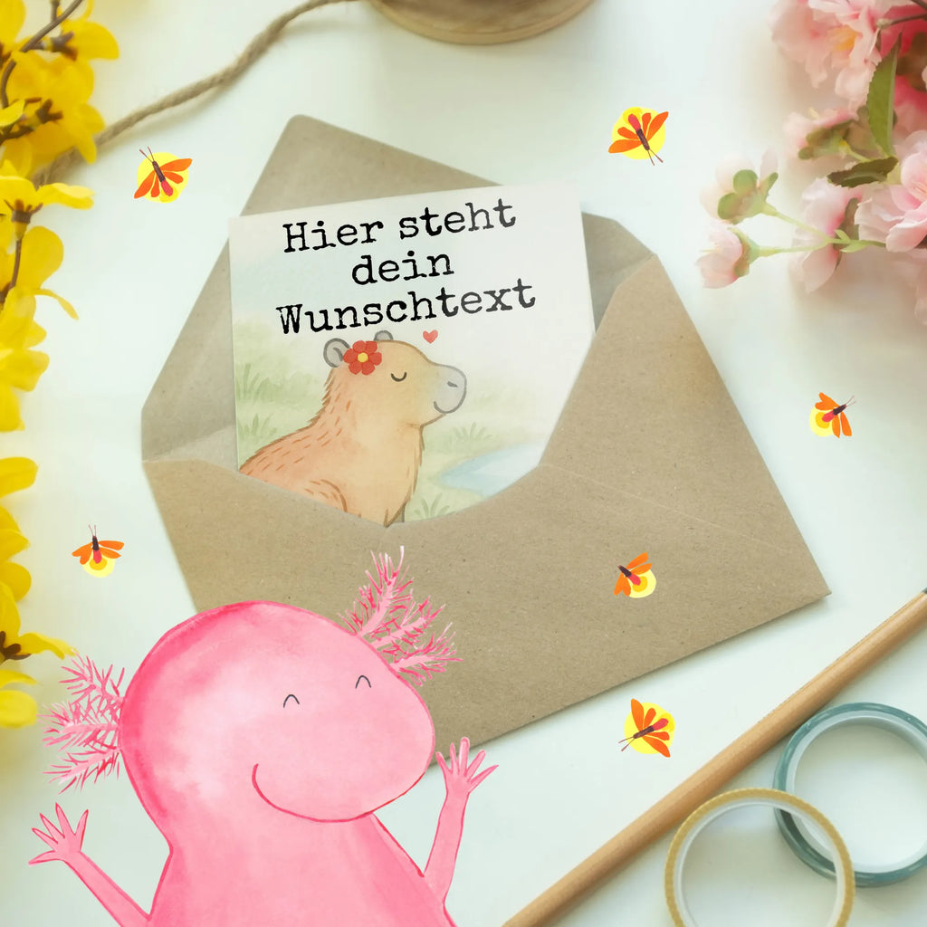 Spersonalizowana kartka z życzeniami Kapibara kwiat Design Motywy zwierzęce, dobra energia, zabawne powiedzonka, zwierzęta