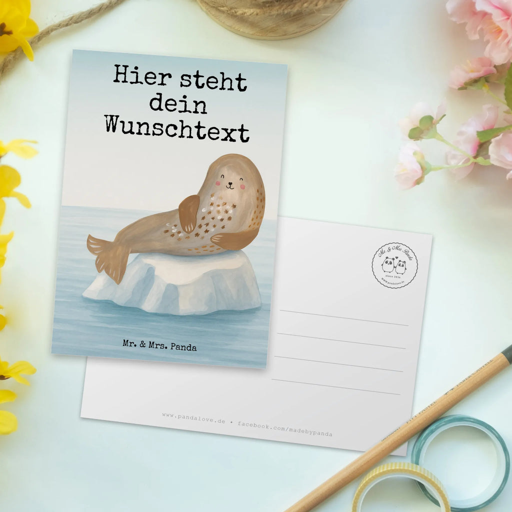 Personalised postcard seal Laugh Design small animals, cute, funny, cute animal motives, hand drawn, small world, funny sayings, good mood, happy, gifts, gift ideas, special gifts, animal lover, card, North Sea, Beach, Sea animal, Seals, Seal, Baltic Sea