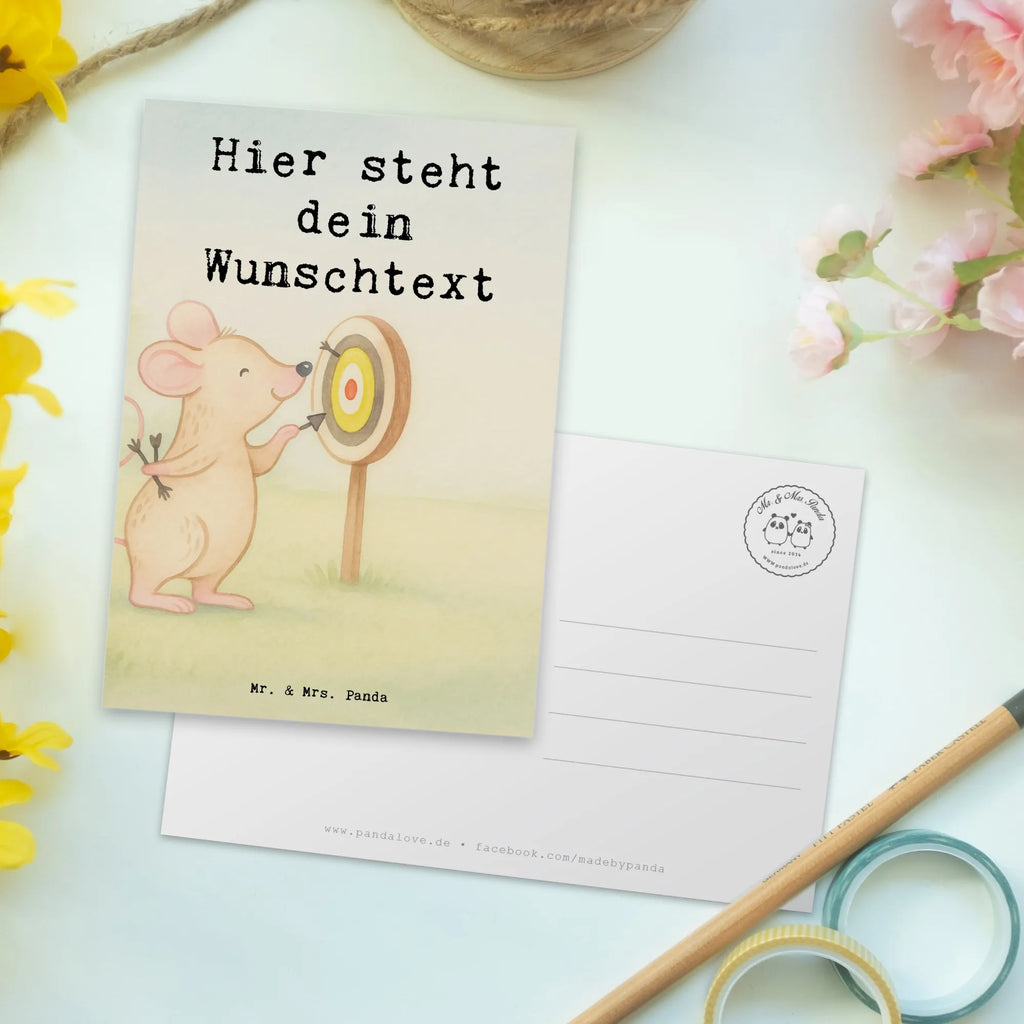 Personalised postcard Mouse play darts Design Gift, sport, hobby, giving, thank you, award, profit, athlete, Play darts, darts, darts tournament