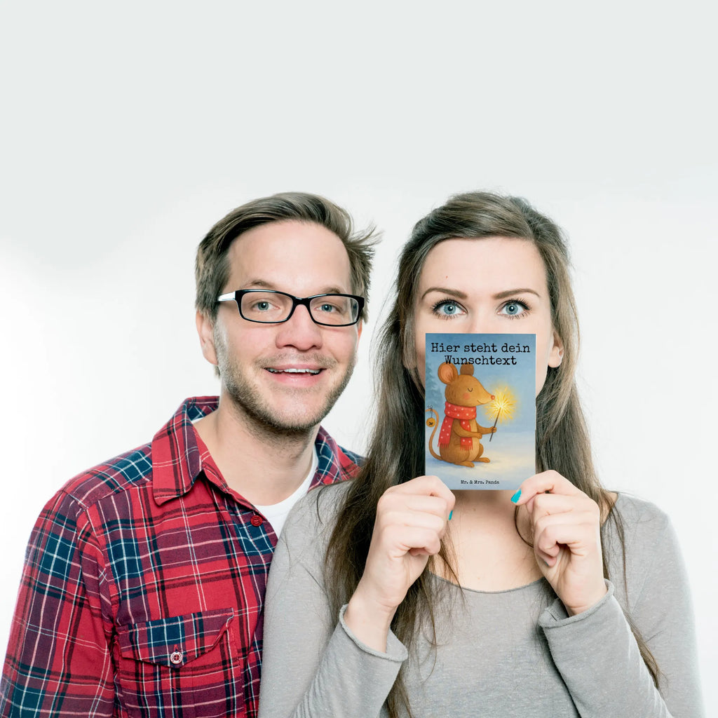 Personalizowana kartka pocztowa mysz Boże Narodzenie Design Zima, Boże Narodzenie, dekoracje świąteczne, Mikołaj, Adwent, Wigilia, zimowy motyw