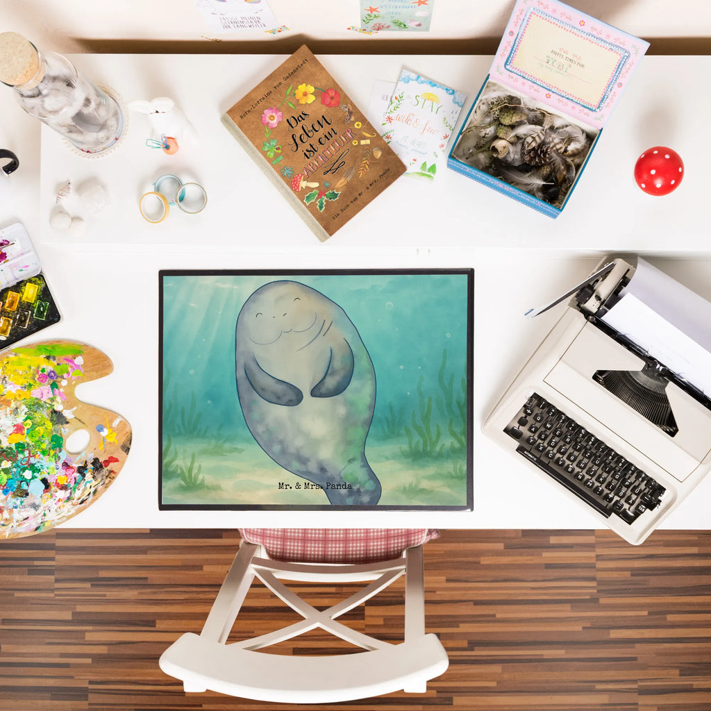 Podkładka na biurko morska krowa Szczęśliwy Design Büroartikel, Schreibtisch Unterlagen, Schreibunterlage, Schreibtischunterlage Groß, Schreibtischauflage, Bürobedarf, Schreibwaren, Meerestiere, Meer, Urlaub, Neustart, Neuanfang, Freundin, Liebeskummer, Achtsamkeit, Seekuh, Seekühe, Selbstliebe, Respekt, Zufrieden