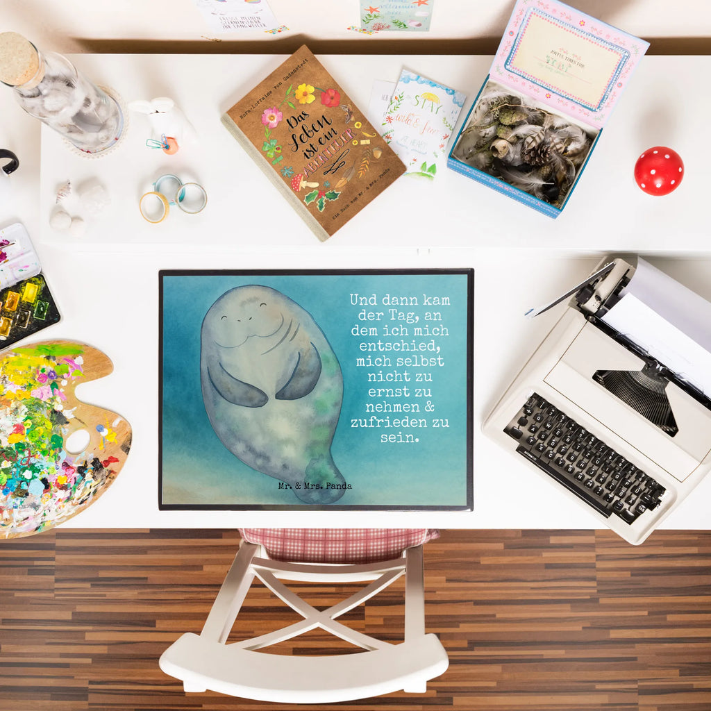 Podkładka na biurko morska krowa Szczęśliwy Design Büroartikel, Schreibtisch Unterlagen, Schreibunterlage, Schreibtischunterlage Groß, Schreibtischauflage, Bürobedarf, Schreibwaren, Meerestiere, Meer, Urlaub, Neustart, Neuanfang, Freundin, Liebeskummer, Achtsamkeit, Seekuh, Seekühe, Selbstliebe, Respekt, Zufrieden