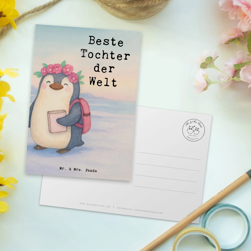 Postkarte Pinguin Beste Tochter der Welt Design Postkarte, Ansichtskarten, Geschenkkarte, Einladung Geburtstag, Karte, Einladung, Geburtstagskarte, Einladungskarte, Grußkarte, Ansichtskarte, Einladungskarten Geburtstag, Dankeskarte, für, Dankeschön, Geschenk, Schenken, Geburtstag, Geburtstagsgeschenk, Geschenkidee, Danke, Bedanken, Mitbringsel, Freude machen, Geschenktipp, Tochter, Mutter, Belohnung, Geburt, Kleine, Kind, Töchter, Töchterchen, Vater, Kinder, Familie