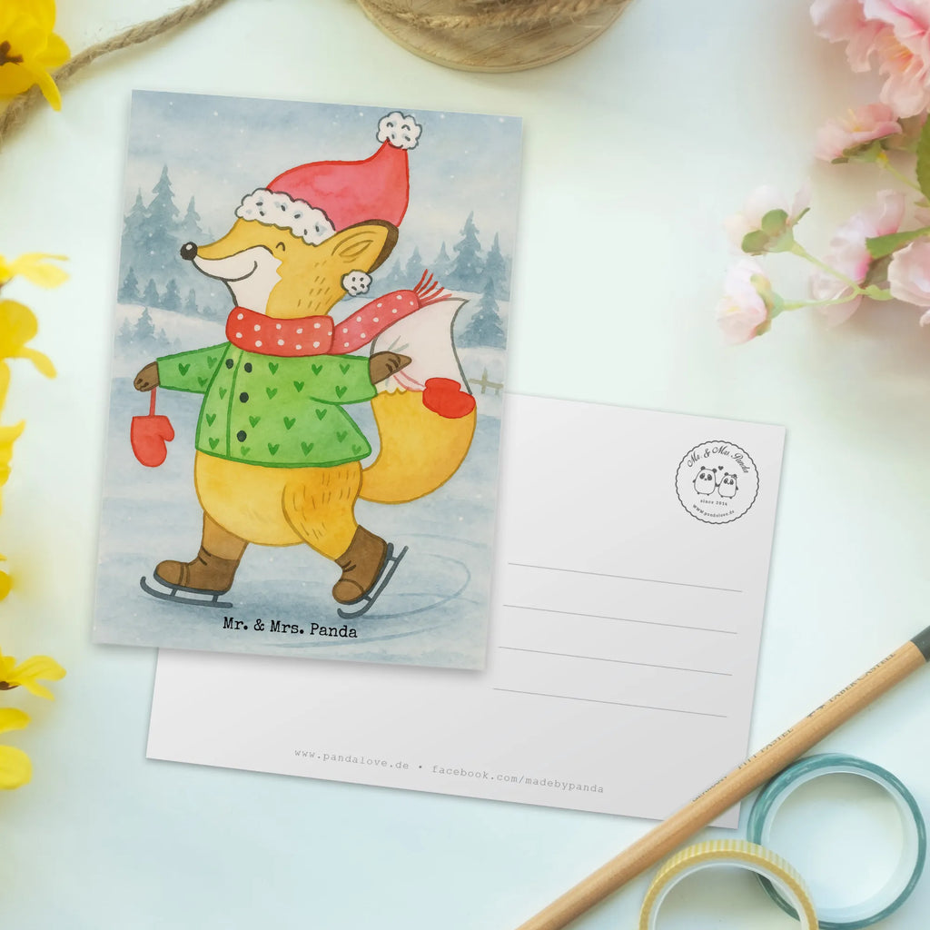 Postkarte Fuchs  Schlittschuhe Design Einladungskarten Geburtstag, Grußkarte, Einladung, Dankeskarte, Karte, Postkarte, Geburtstagskarte, Einladungskarte, Ansichtskarten, Einladung Geburtstag, Ansichtskarte, Geschenkkarte, Winter, Weihnachten, Weihnachtsdeko, Nikolaus, Advent, Heiligabend, Wintermotiv, Weihnachtstage, Tannenbaum, Weihnachtsbaum, Weihnachtsmann, Weihnachtszeit