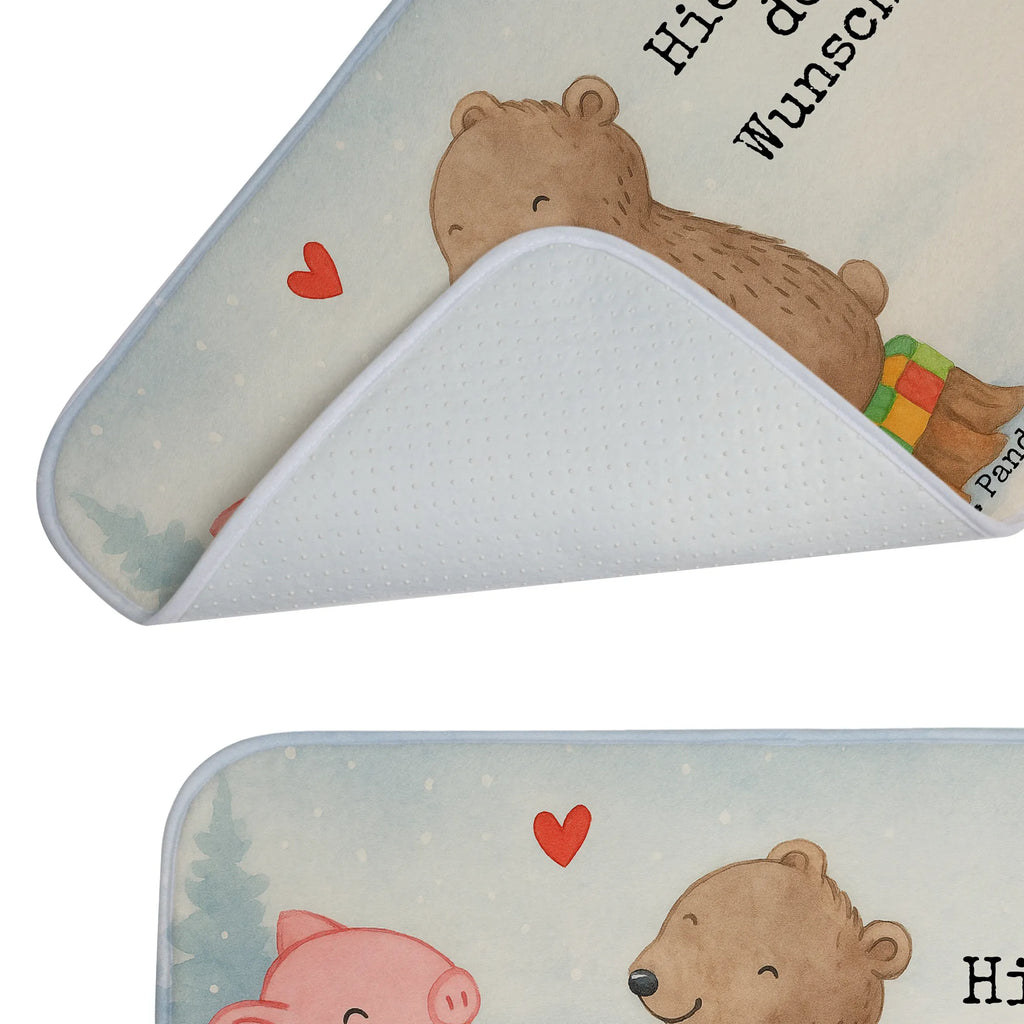 Personalised bath mat Glowing Pig Bash Design Winter, Christmas, Christmas time, snow