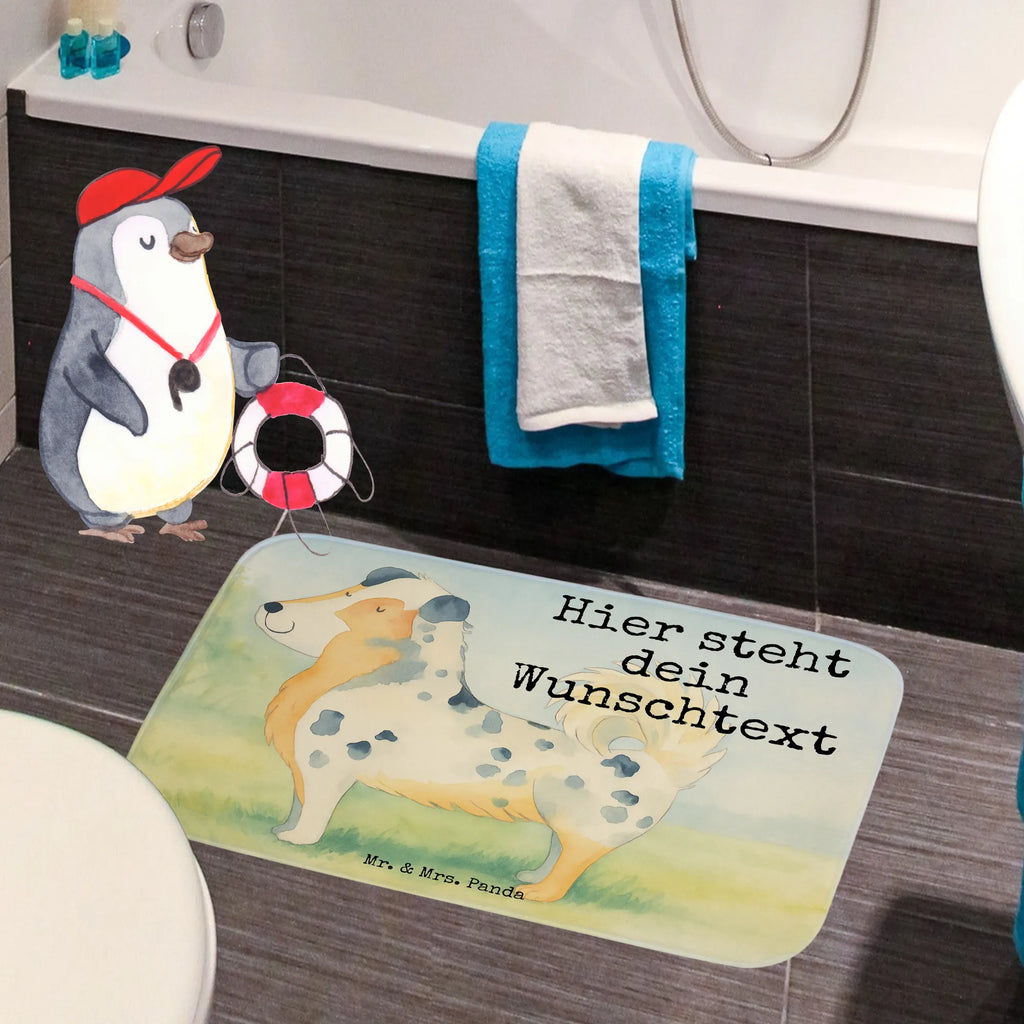 Personalised bath mat Dog Australia Shepherd Design dog, mutt, hound, woof, dog mama, dog breed, love dogs, love for dogs, dog decorative items, bag with dog print, funny gifts for dog owners, what do you give a dog lover, Christmas gifts for dogs, gifts for dogs, dog sayings, Dog love, Family dog, Shepherd, Dog, Sayings, Saying, Australia Shepherd