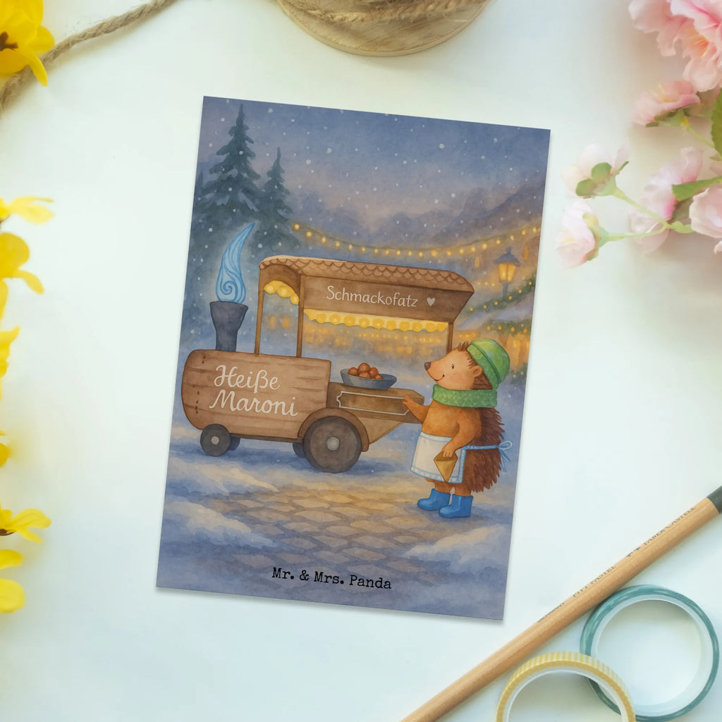 Postcard hedgehog Chestnuts Design invitation card, Postcard, letter, paper, gift, card, gift card, invitation, postcards, Winter, Christmas, Christmas time, snow