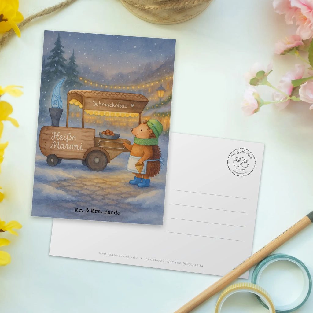 Postcard hedgehog Chestnuts Design invitation card, Postcard, letter, paper, gift, card, gift card, invitation, postcards, Winter, Christmas, Christmas time, snow