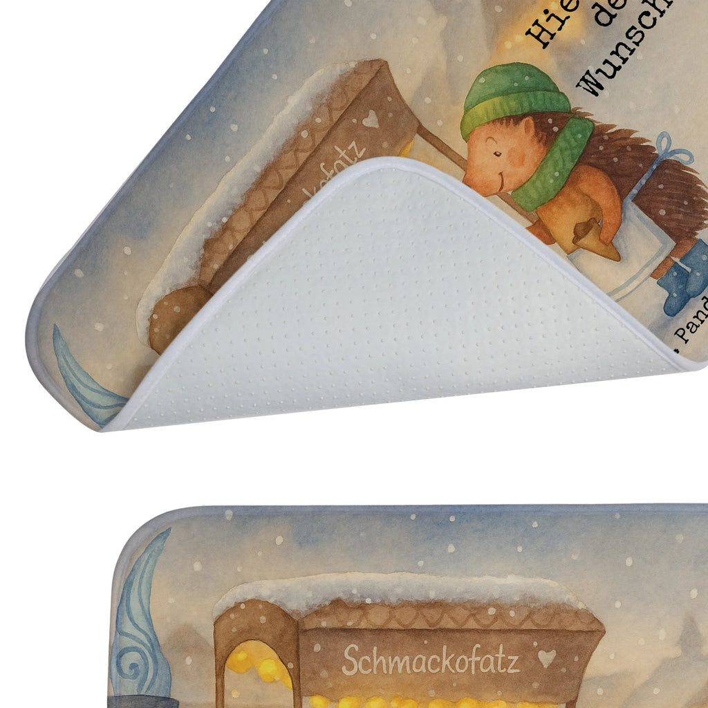 Personalised bath mat hedgehog Chestnuts Design Winter, Christmas, Christmas time, snow