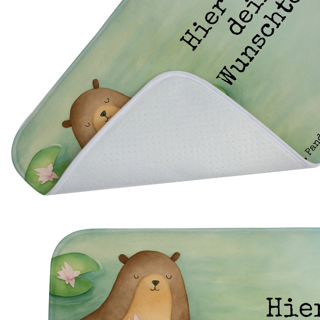 Personalised bath mat otter Water Lily Design otter, marten, sea otter, European otter, water mammal, aquatic animal, baby otter, predator, water, otter gifts, animal lover, gift ideas for animal lovers, animal, mammal, water animal, gifts for people in love