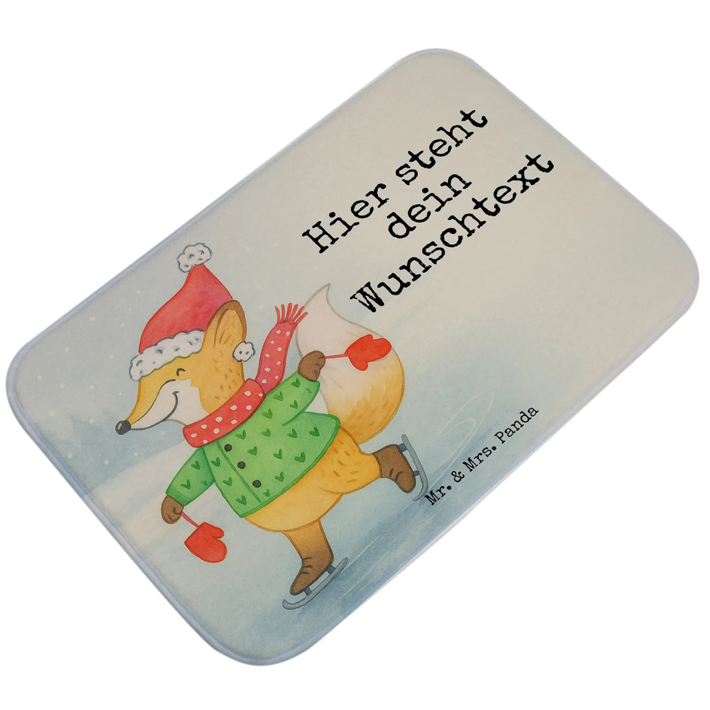 Personalised bath mat Fox skates Design Winter, Christmas, Christmas time, snow, fir tree, christmas time, christmas, santa claus, christmas tree, christmas days, winter, christmas present, christmas eve
