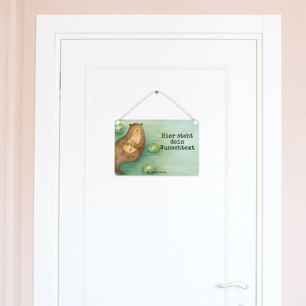 Personalised decorative sign otter Water Lily Design otter, marten, sea otter, European otter, water mammal, aquatic animal, baby otter, predator, water, otter gifts, animal lover, gift ideas for animal lovers, animal, mammal, water animal, gifts for people in love