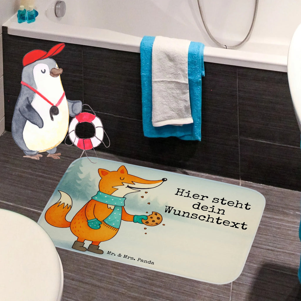 Personalised bath mat Fox biscuit Design fox, foxes, forest wildlife, clever as a fox, animal lover, love, cookies, baking saying, christmas time, christmas present, kitchen decoration, winter