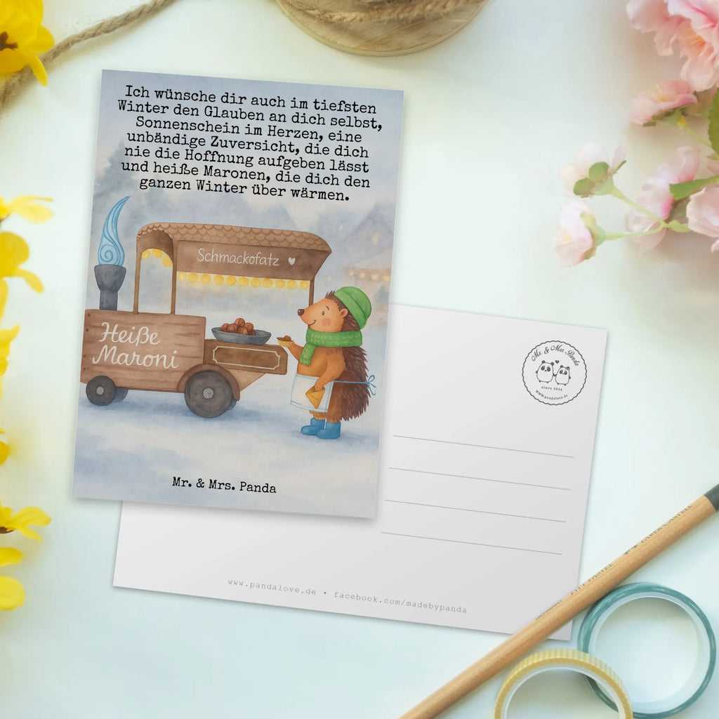 Postcard hedgehog Chestnuts Design invitation card, Postcard, letter, paper, gift, card, gift card, invitation, postcards, Winter, Christmas, Christmas time, snow