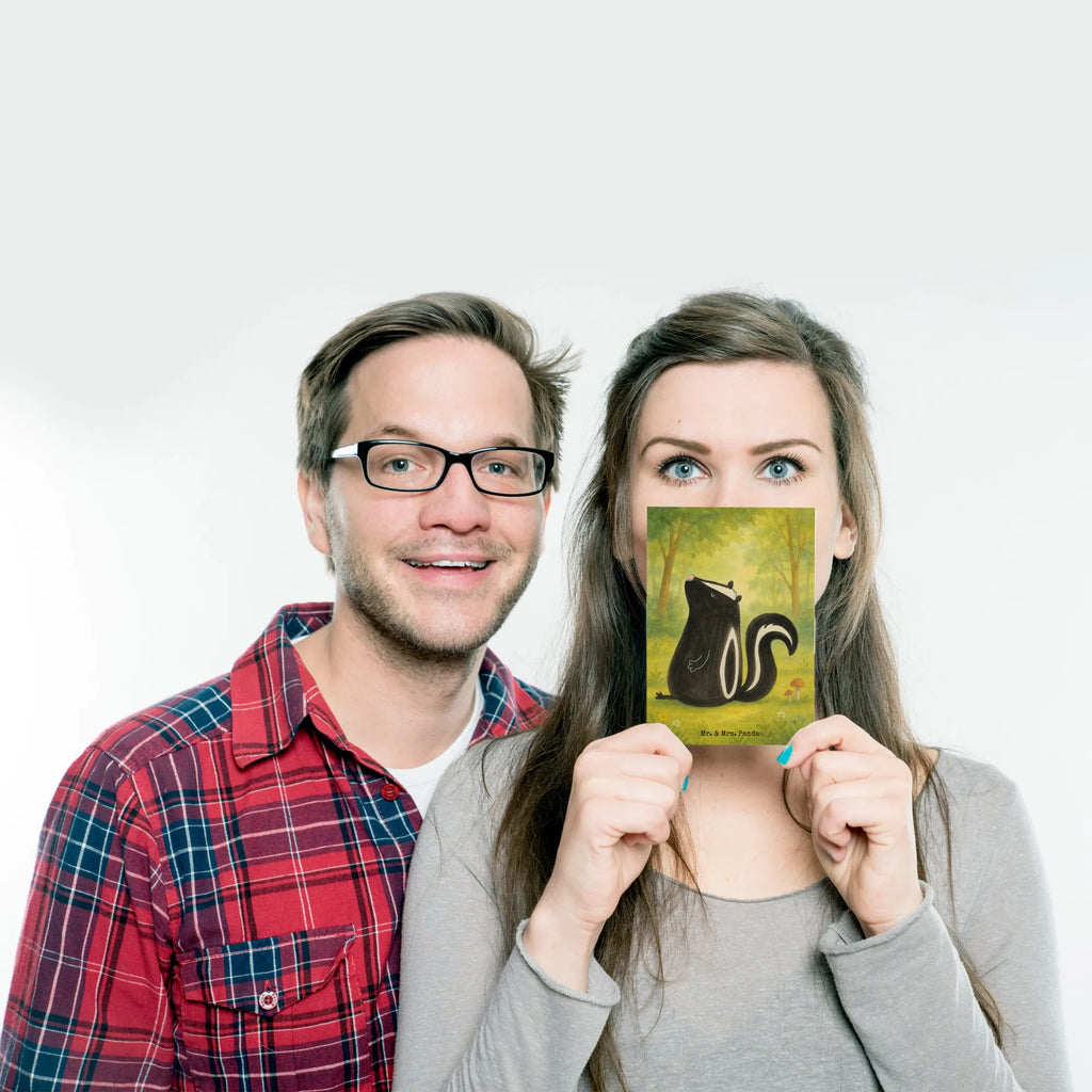 Postcard skunk Sit Design gift, invitation, card, letter, Postcard, invitation card, paper, gift card, postcards, Skunk, stinker, office, law, stinky, wild animal, know-it-all, predator, slogan, skunk