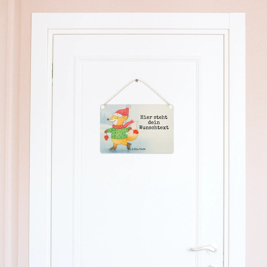 Spersonalizowany szyld dekoracyjny lis łyżwy Design Zima, Boże Narodzenie, dekoracje świąteczne, Mikołaj, Adwent, Wigilia, zimowy motyw