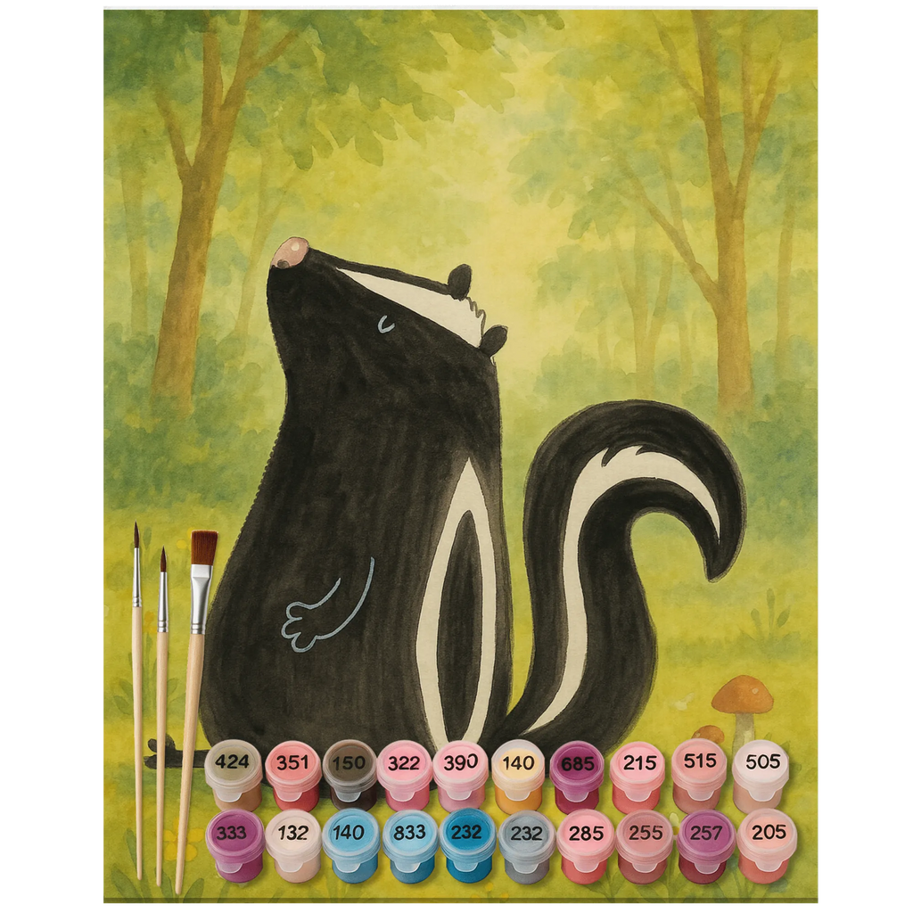 Paint by Numbers skunk Sit Design Kreativität, Malen nach Zahlen, Baseln, Künstler, Malen, Kunstwerk, DIY, Bastelidee, Ausmalbild, Stinktier, Skunk, Stinker, Raubtier, Besserwisser, Wildtier, Stinki, Spruch, Büro, Recht
