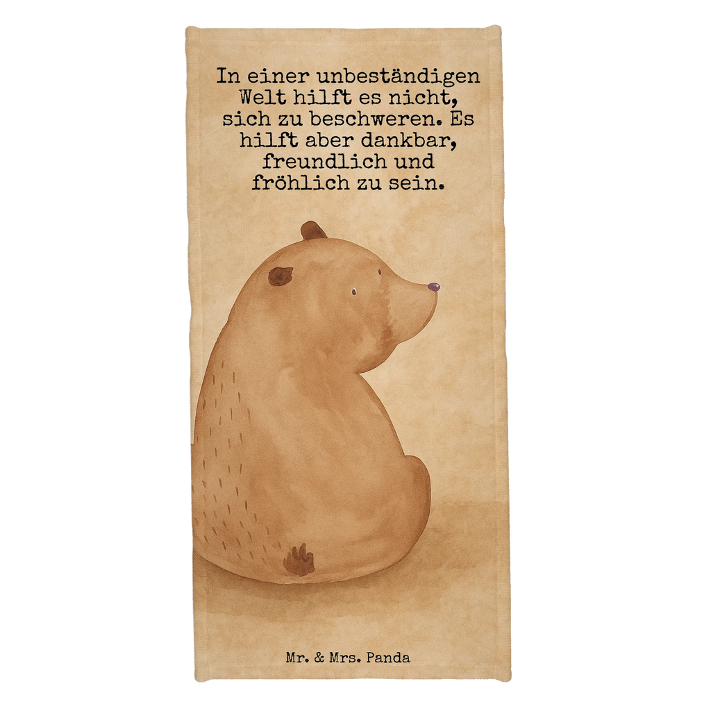 Badehandtuch Bär Schulterblick Design Duschtuch, Badetuch, Strandtuch, Saunatuch, Kinder Handtuch, Bär, Teddy, Teddybär, Selbstachtung, Weltansicht, Motivation, Bären, Bärenliebe, Weisheit