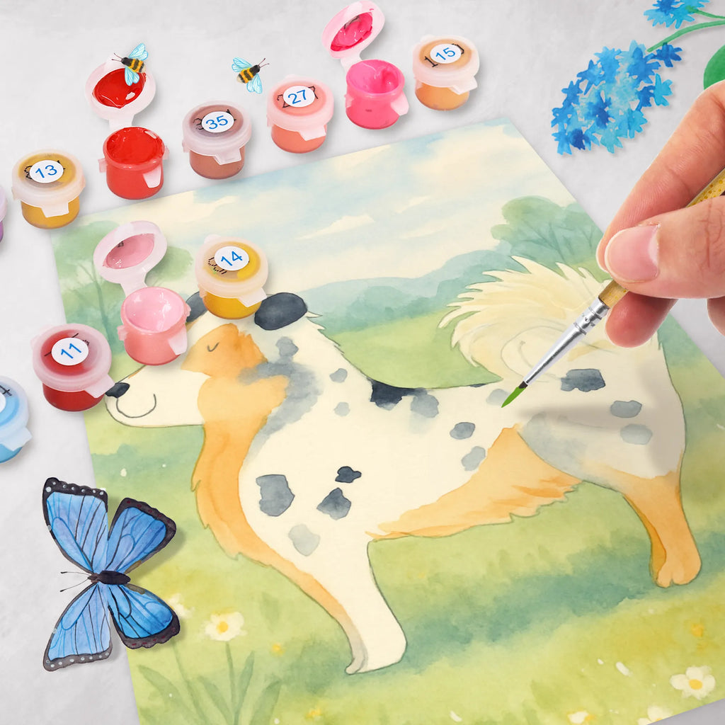 Malowanie według numerów Pies Owczarek australijski Design Bastelidee, DIY, Ausmalbild, Baseln, Kreativität, Malen nach Zahlen, Malen, Künstler, Kunstwerk, Hund, Hundemotiv, Haustier, Hunderasse, Tierliebhaber, Hundebesitzer, Sprüche, Familienhund, Spruch, Australien Shepherd, Hundeliebe, Shepherd