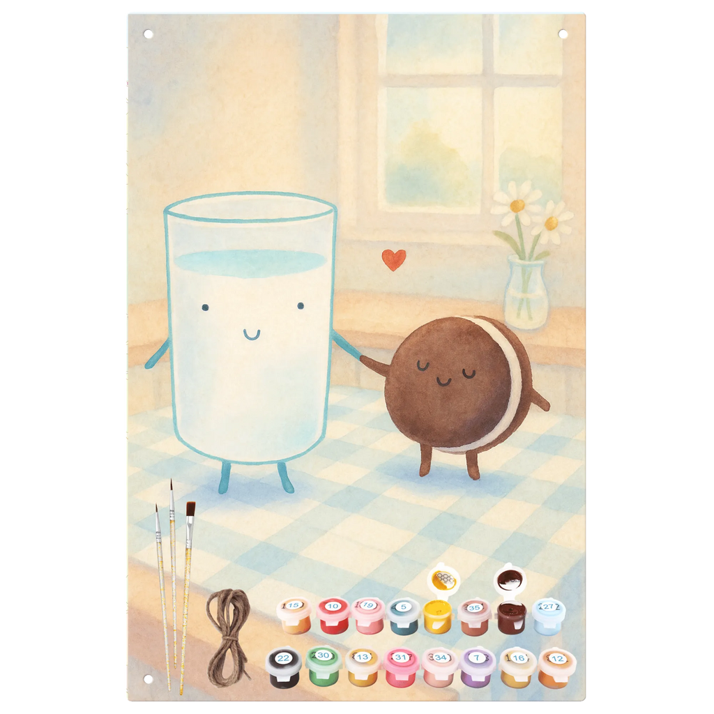 Malen nach Zahlen Metallschild Milch Keks Design Kreativität, Baseln, Künstler, Malen, Kunstwerk, Ausmalbild, DIY, Bastelidee, Malen nach Zahlen, Tiermotive, Gute Laune, lustige Sprüche, Tiere, Kekse, perfektes Paar, Kaffee, Milk, Keks, romantisch, Milch, Motiv süß, Einladung Frühstück, Cookie
