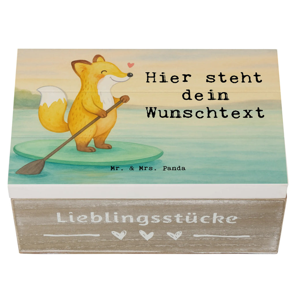 Personalised wooden chest Fox Stand up paddling Design Gift, sport, hobby, giving, thank you, award, profit, athlete, Stand Up Paddling, Paddle Boarding, subben, SUB, stand up paddle