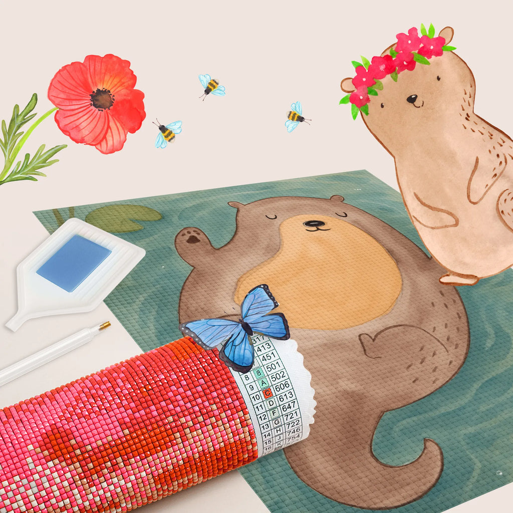 Diamond Painting otter Embrace Design otter, marten, sea otter, European otter, water mammal, aquatic animal, baby otter, predator, water, otter gifts, animal lover, gift ideas for animal lovers, animal, mammal, water animal, gifts for people in love, Otter Sea Otter Lake Otter