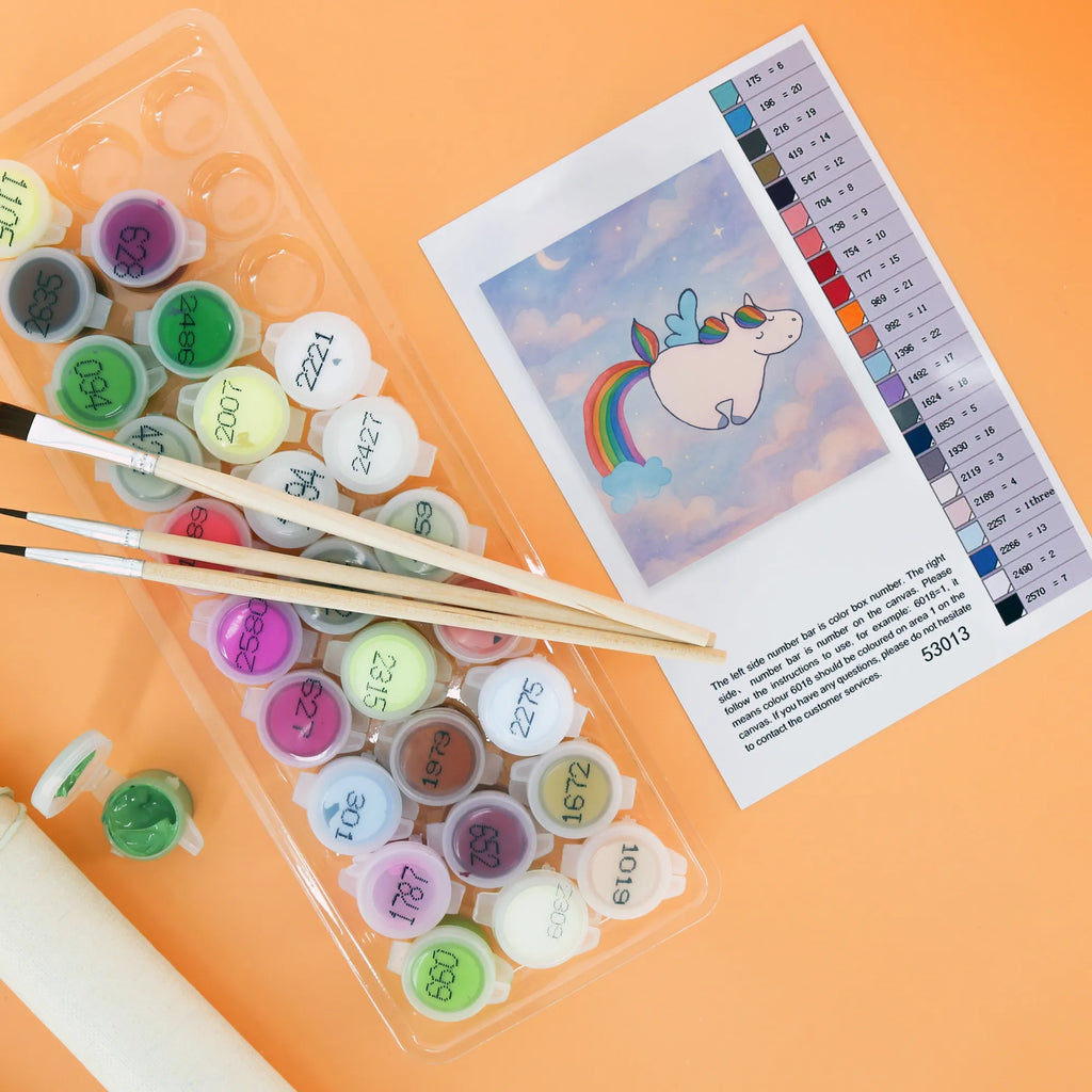 Paint by Numbers unicorn Pegasus Design Kreativität, DIY, Ausmalbild, Bastelidee, Malen nach Zahlen, Kunstwerk, Baseln, Künstler, Malen, Einhorn, Einhörner, Einhorn Deko, Unicorn, Realität, Erwachsenwerden, Glitzer, Regenbogen, Spielen