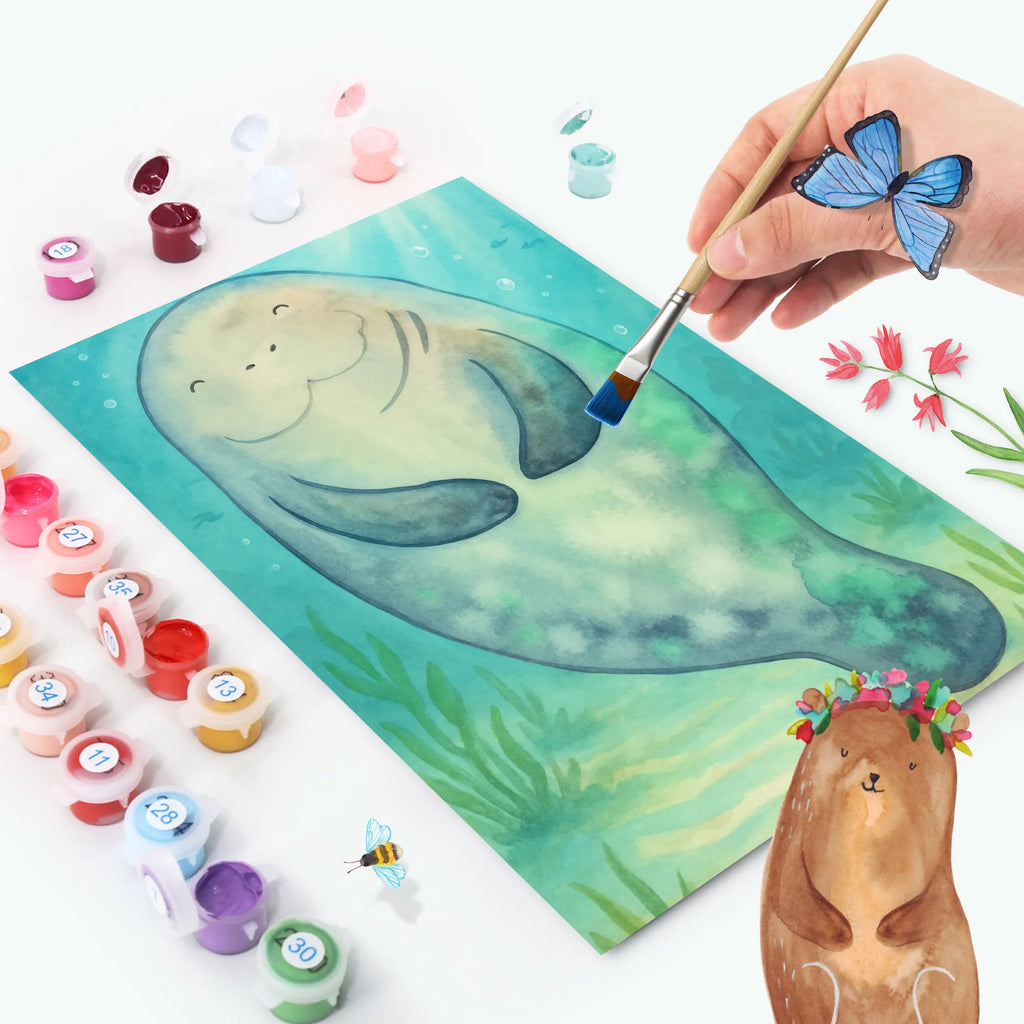 Paint by Numbers manatee happy Design Künstler, Kunstwerk, Bastelidee, Malen, Malen nach Zahlen, Ausmalbild, DIY, Kreativität, Baseln, Meerestiere, Meer, Urlaub, Seekuh, Neuanfang, Selbstliebe, Freundin, Neustart, Seekühe, Zufrieden, Achtsamkeit, Respekt, Liebeskummer