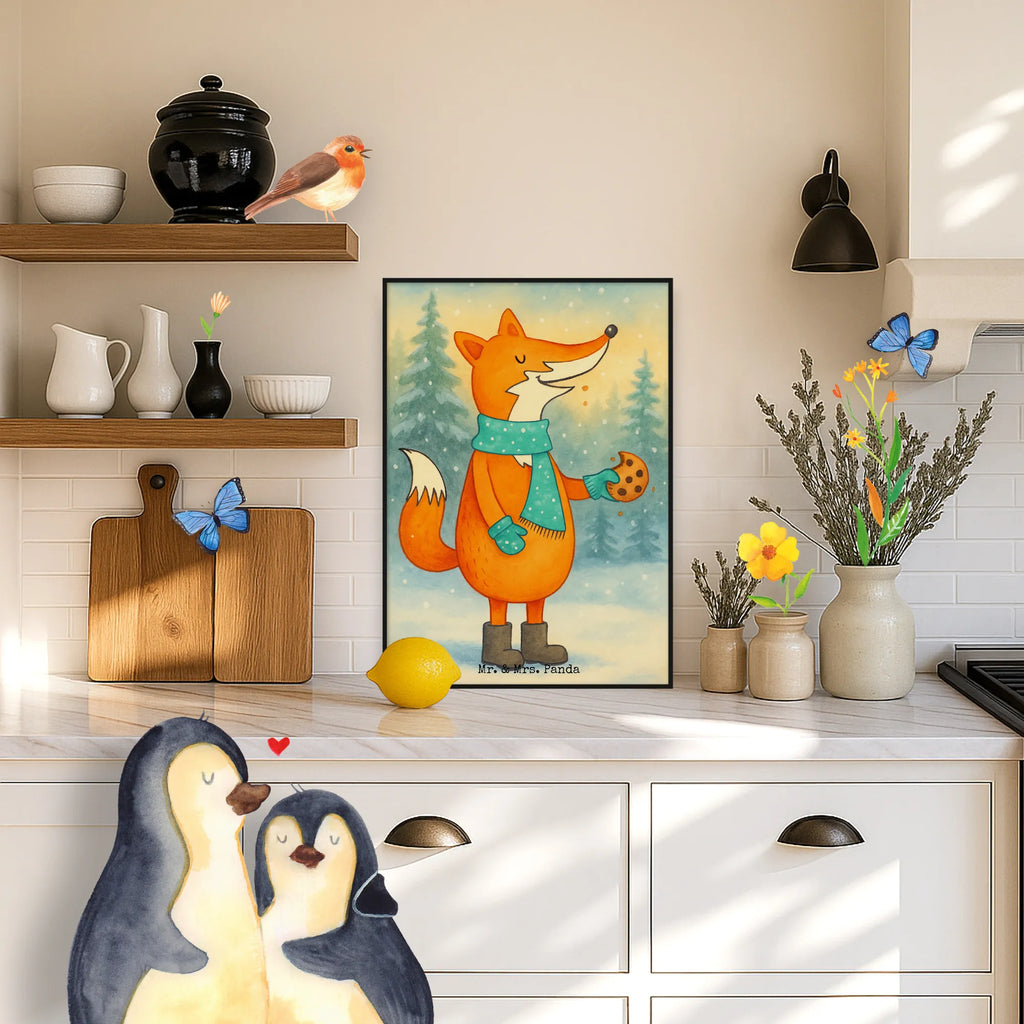 Plakat lis ciasteczko Design Mr. & Mrs. Panda Poster, Bild, Wanddekoration, Wanddeko, Handgemaltes Poster, Designposter, Küchenposter, Kinderposter, Wanddeko Bild, Posterdruck, Kunstdruck, Wandposter, Poster, Raumdekoration, Fuchs, Weihnachtszeit, Plätzchen, Backen Spruch, Küche Deko, Kekse, Liebe, Füchse, Winter