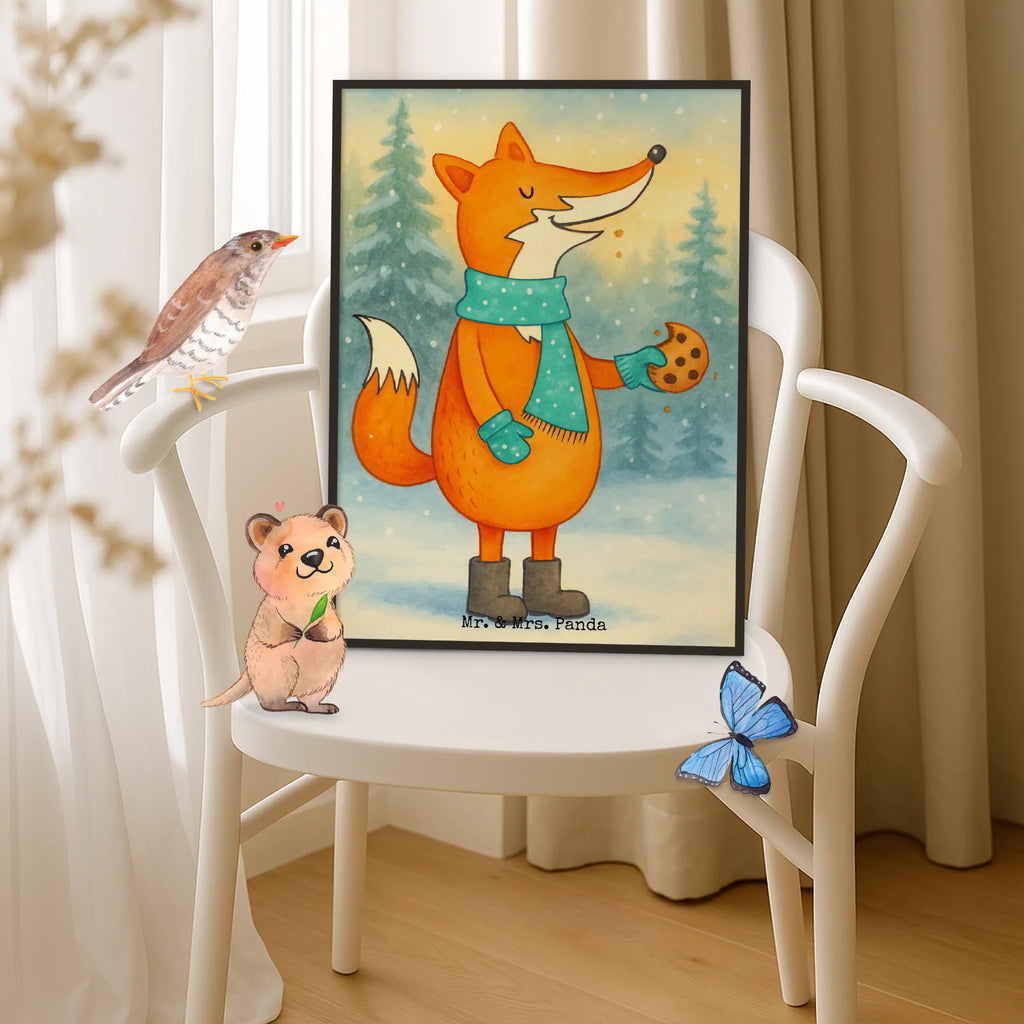 Plakat lis ciasteczko Design Mr. & Mrs. Panda Poster, Bild, Wanddekoration, Wanddeko, Handgemaltes Poster, Designposter, Küchenposter, Kinderposter, Wanddeko Bild, Posterdruck, Kunstdruck, Wandposter, Poster, Raumdekoration, Fuchs, Weihnachtszeit, Plätzchen, Backen Spruch, Küche Deko, Kekse, Liebe, Füchse, Winter