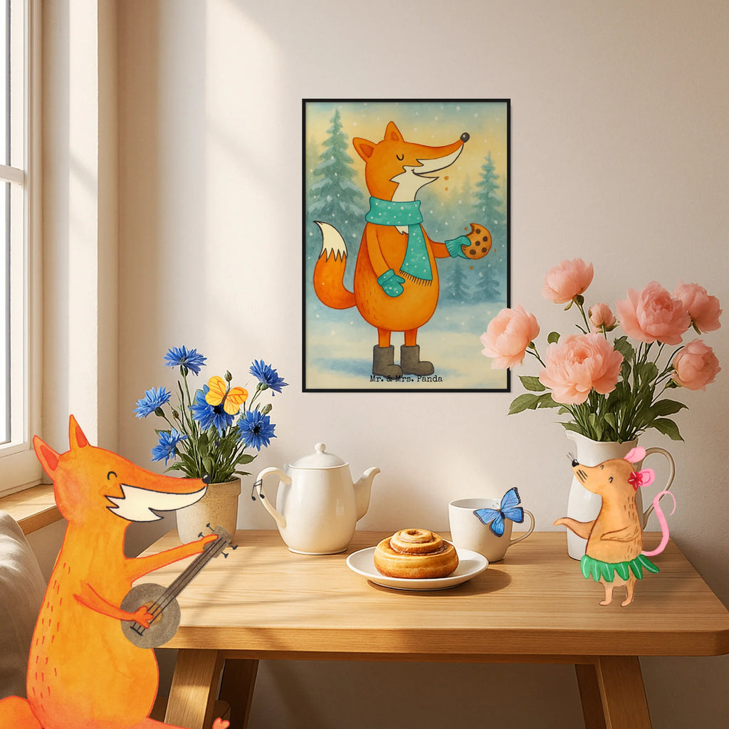 Plakat lis ciasteczko Design Mr. & Mrs. Panda Poster, Bild, Wanddekoration, Wanddeko, Handgemaltes Poster, Designposter, Küchenposter, Kinderposter, Wanddeko Bild, Posterdruck, Kunstdruck, Wandposter, Poster, Raumdekoration, Fuchs, Weihnachtszeit, Plätzchen, Backen Spruch, Küche Deko, Kekse, Liebe, Füchse, Winter