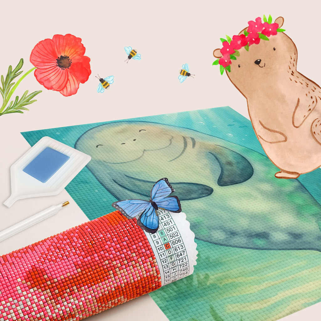 Diamond Painting manatee happy Design Seafood, aquatic animals, ocean, sea, fish, shells, corals, reef, whale, narwhal, sea urchin, lobster, platypus, turtle, manatee, crocodile, orca, shrimp, gifts for seafood lovers, water world, underwater animals, underwater world, vacation, deep sea, seafood fans, gift ideas, seafood decoration, seafood posters, Girlfriend, Respect, Lovesickness, Manatees, New beginning, Satisfaction, New start, Self-love, Carefulness, Manatee