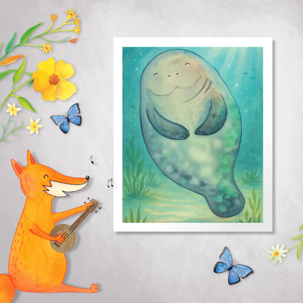 Diamond Painting manatee happy Design Seafood, aquatic animals, ocean, sea, fish, shells, corals, reef, whale, narwhal, sea urchin, lobster, platypus, turtle, manatee, crocodile, orca, shrimp, gifts for seafood lovers, water world, underwater animals, underwater world, vacation, deep sea, seafood fans, gift ideas, seafood decoration, seafood posters, Girlfriend, Respect, Lovesickness, Manatees, New beginning, Satisfaction, New start, Self-love, Carefulness, Manatee