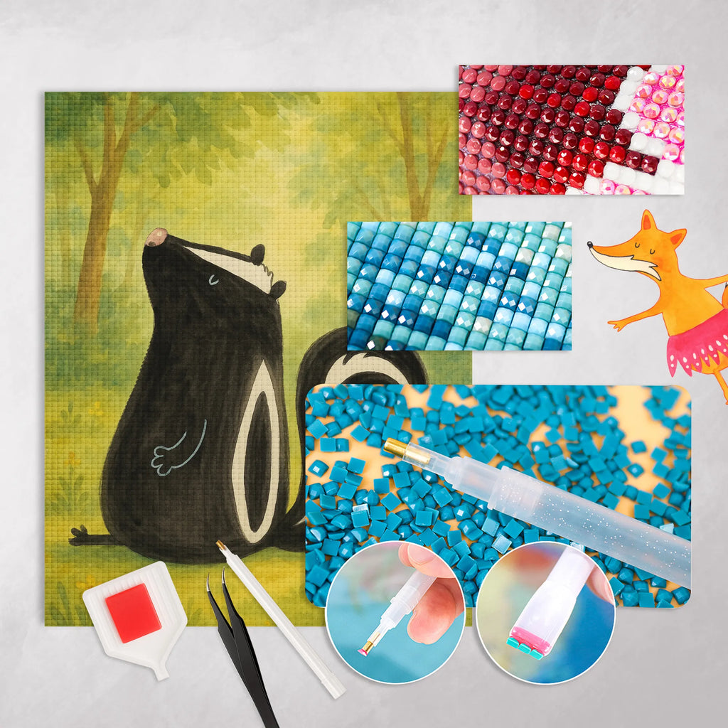 Diamond Painting skunk Sit Design Skunk, stinky, predator, skunk, law, stinker, wild animal, office, know-it-all, slogan