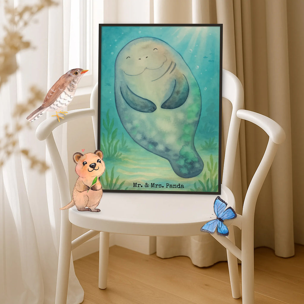 Plakat morska krowa Szczęśliwy Design Raumdekoration, Wanddeko, Kunstdruck, Poster, Wanddekoration, Designposter, Posterdruck, Küchenposter, Kinderposter, Wanddeko Bild, Wandposter, Bild, Handgemaltes Poster, Mr. & Mrs. Panda Poster, Meerestiere, Meer, Urlaub, Freundin, Neuanfang, Liebeskummer, Selbstliebe, Neustart, Respekt, Seekuh, Seekühe, Achtsamkeit, Zufrieden