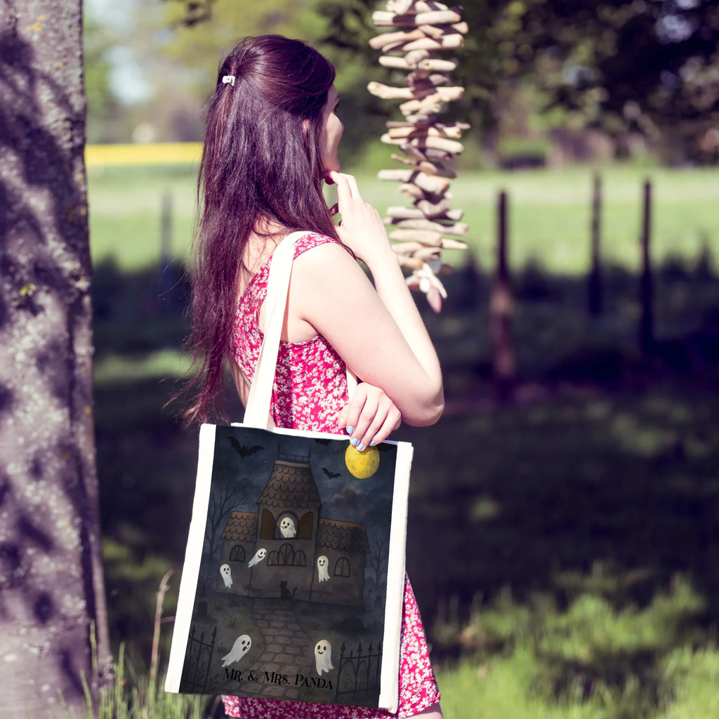 Tragetasche Geister Villa Design Badetasche, Jutetasche, Tragetasche, Beutel, Einkaufstasche, Stoffbeutel, Schultertasche, Jutebeutel, Shopper, Stofftasche, Einkaufstüte, Strandtasche, Beuteltasche, Laptoptasche, Tasche, Umhängetasche, Halloween, Deko, Martinssingen, Dekoration, Geschenke, Schenken