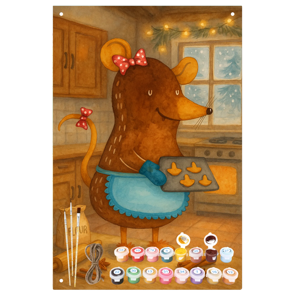 Paint by Numbers Metal Sign Mouse Cookies Design Winter, Christmas, Christmas time, snow, cookies, christmas baking, christmas, christmas cookies, mouse, chaosqueen, winter, baking