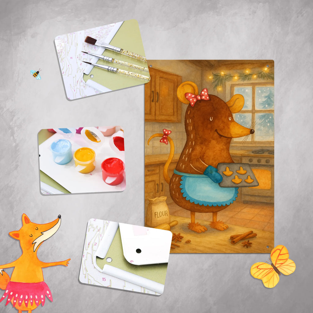 Paint by Numbers Metal Sign Mouse Cookies Design Winter, Christmas, Christmas time, snow, cookies, christmas baking, christmas, christmas cookies, mouse, chaosqueen, winter, baking