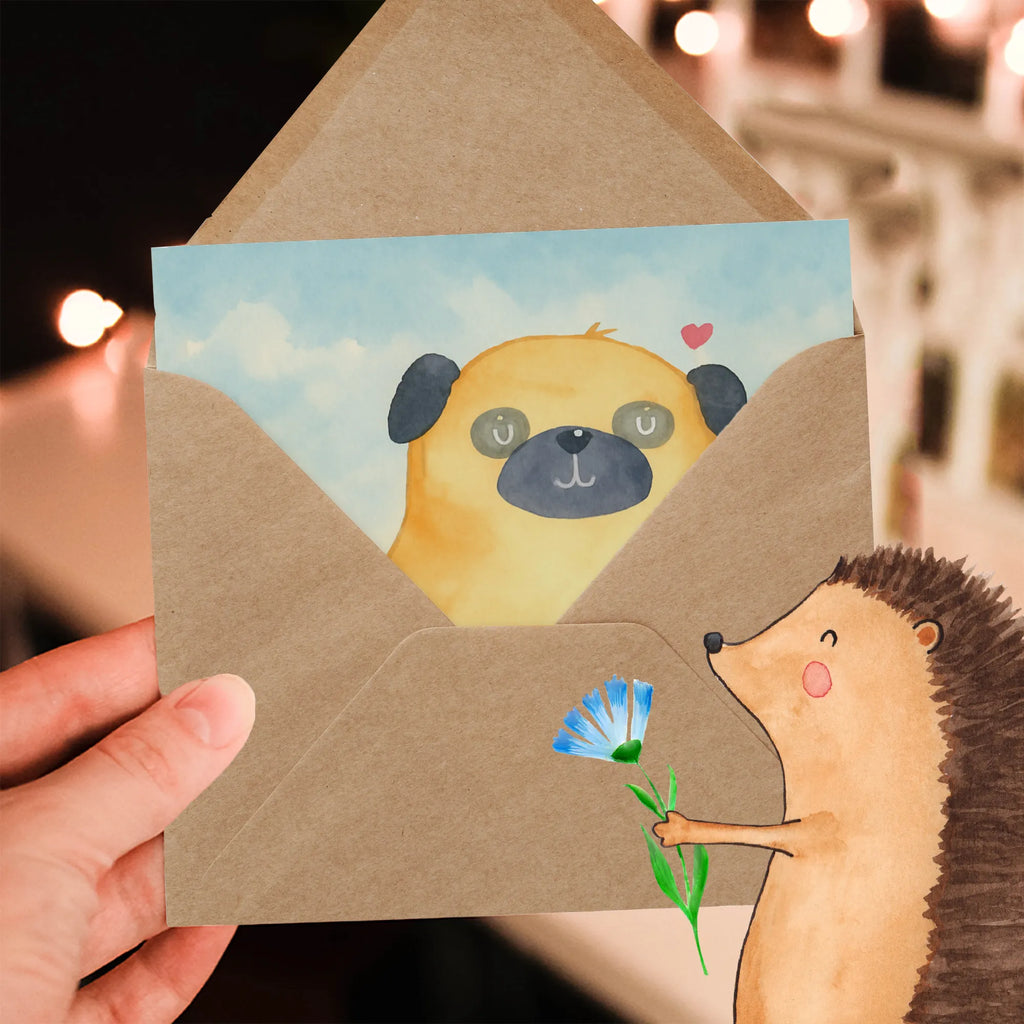 Karta Deluxe Mops Design Pies, motyw psa, zwierzę domowe, rasa psa, miłośnik zwierząt, właściciel psa, powiedzenia